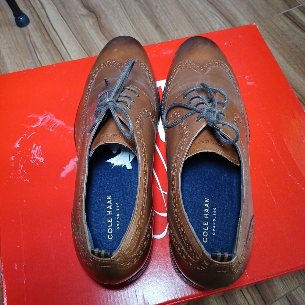 Cole Haan Wingtip Oxford Light‎ Brown Leather Dress Shoes C30100 Mens Size 11 M - Picture 7 of 9